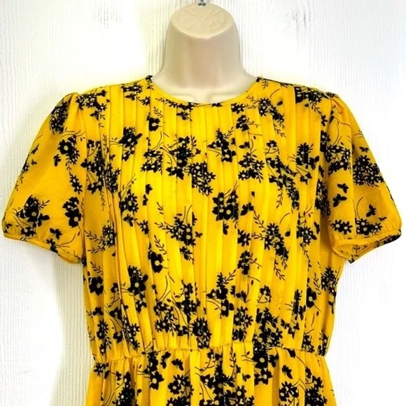 Michael Kors - Botanical Colorful Print Crepe Midi Zip Closure Dress Size Medium - Picture 4 of 12